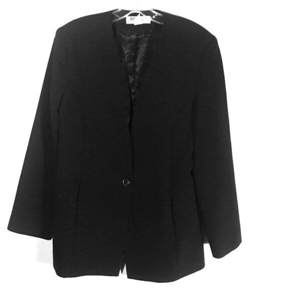 Office IUI International Uniform Blue Jacket Blazer Size 12 V neck Work Coat - Picture 1 of 6